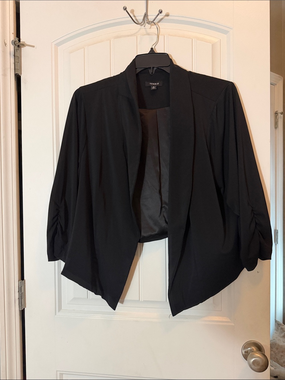 torrid Black Open Front Draped Blazer